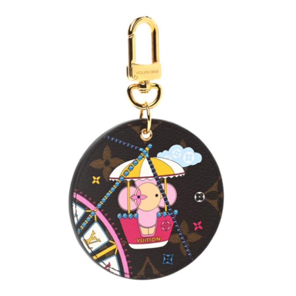 Louis Vuitton Monogram Christmas Animation Big Wheel Bag Charm Key Ring Rose